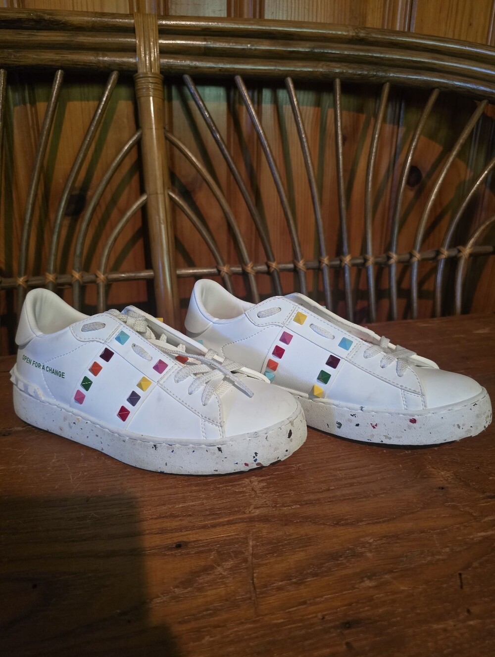 Valentino Rockstud Untitled For A Change Leather Sneaker, White